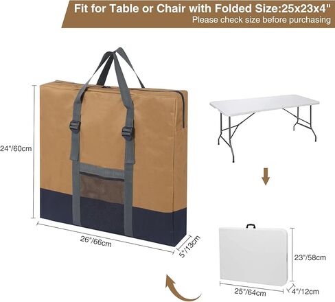 REDCAMP folding table Storage bag, WaterProof Carry Bag with Handles for Folding Picnic Camping Card Table, Black 26" D x 5" W x 24" H in Kuwait