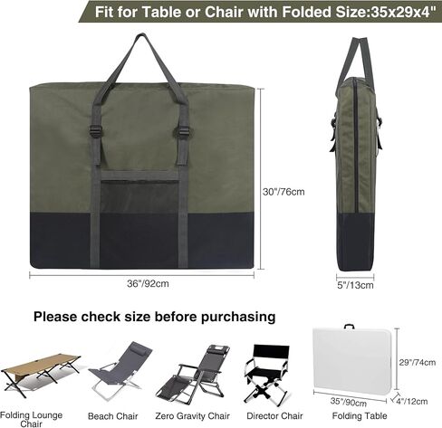 REDCAMP folding table Storage bag, WaterProof Carry Bag with Handles for Folding Picnic Camping Card Table, Black 26" D x 5" W x 24" H in Kuwait