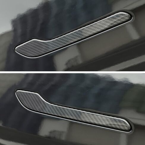 غطاء مقبض الباب من Tesla Model 3/Y 3K من ألياف الكربون الحقيقية طقم لف مقبض الباب 4 قطع غطاء مقبض الباب الخارجي ملحقات الديكور لعام 2017-2024 Tesla Model 3/Y (لامع) in Kuwait
