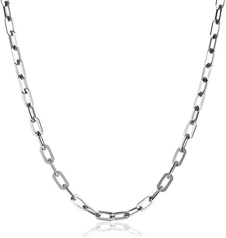 Verona Jewelers 925 Sterling Silver 3MM 4.5MM 5.5MM Mariner Anchor Link Chain Necklace- Square Link Cable Link Necklace Chain, Twist Link Necklace, Rolo Chain Necklace in Saudi Arabia