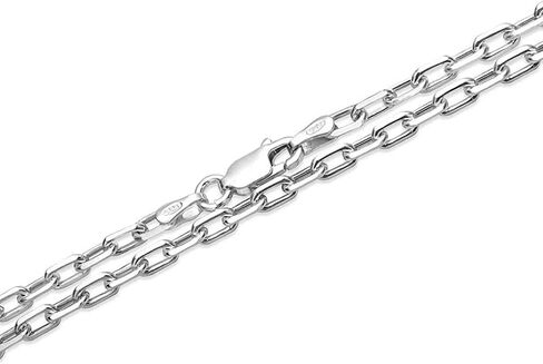 Verona Jewelers 925 Sterling Silver 3MM 4.5MM 5.5MM Mariner Anchor Link Chain Necklace- Square Link Cable Link Necklace Chain, Twist Link Necklace, Rolo Chain Necklace in Saudi Arabia