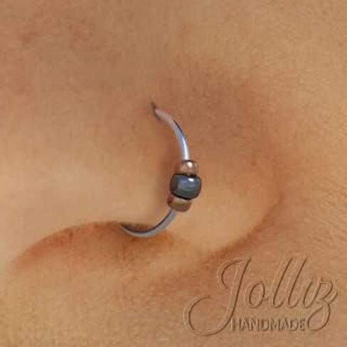 Cute Silver Nose Ring Hoop - Handcrafted Comfortable 925 Silver Nose Piercing 7mm Hoop - Hypoallergenic Beaded Thin 24 Gauge Nose Jewelry in Saudi Arabia
