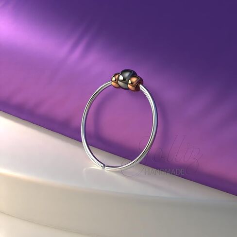 Cute Silver Nose Ring Hoop - Handcrafted Comfortable 925 Silver Nose Piercing 7mm Hoop - Hypoallergenic Beaded Thin 24 Gauge Nose Jewelry in Saudi Arabia