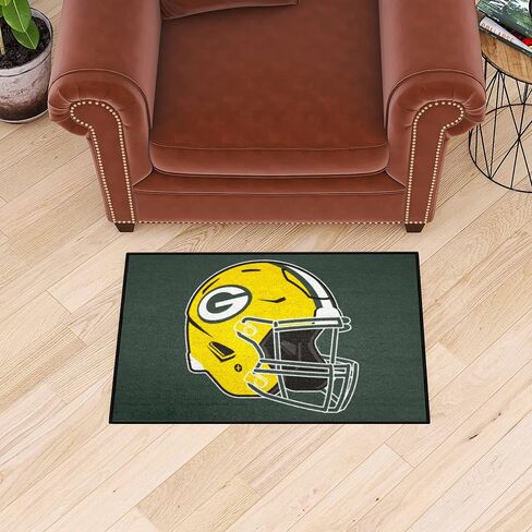 FANMATS 5757 Green Bay Packers Starter Mat Accent Rug - 19in. x 30in. | Sports Fan Home Decor Rug and Tailgating Mat - Packers Helmet Logo in Saudi Arabia