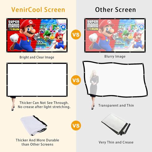 150 Inch Projector Screen, Portable Outdoor Movie Screen, Anti-Crease Foldable Double Sided Projection Screen for Home, Office, Classroom - 84-150 Inch Compatible, Pantalla para Proyector in Saudi Arabia