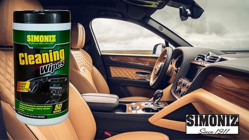 Simoniz Auto Cleaning Wipes – Interior Detailer for Convenient Cleanup – Includes 50 Wipes for All Surfaces Including Dashboards, Fabric, Windows & Screens - Great for Cars, Trucks, SUVs, Boats in Kuwait