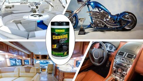 Simoniz Auto Cleaning Wipes – Interior Detailer for Convenient Cleanup – Includes 50 Wipes for All Surfaces Including Dashboards, Fabric, Windows & Screens - Great for Cars, Trucks, SUVs, Boats in Kuwait