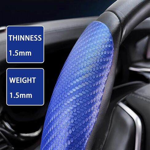 Steering Wheel Cover, Car Carbon Fiber Steering Wheel Cover, Segmented Steering Wheel Protector, Car Wheel Cover for Men/Women, Anti-Slip, Universal Fit for 99% Car Steering Wheel, with 4 Hook (Blue) in Saudi Arabia