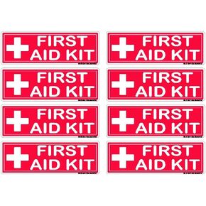 First-Aid Kit Labels, Red, White, Emergency First-Aid Kit Cabinet Sticker, 3M Vinyl, Workplace Safety Medical Kit Decals, Peel and Stick, 3" x 1" | (5) 8 Label Sheets | 40pcs in Saudi Arabia