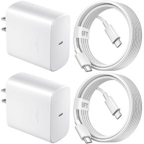 45W Samsung Super Fast Charger USB C Android Phone Chargers,2Pack Quick Type C Charger Block 10FT Long Samsung Charger Fast Charging Cord for SamsungGalaxy S25 Ultra/S25+/S24Ultra/S24/S23/S22/S20/S21+ in Saudi Arabia