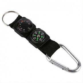 Compass Keychain with Metal Buckle Clip, Mini Thermometer and Direction Dial, Compact Gear for Backpack Zippers, Travel Bags, and Key Rings, 1 Pack in Kuwait