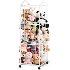 تخزين Plushies Storage Storage المحشوة ، منظمة تخزين ألعاب الأطفال عملاقة محشوة بالحيوانات ، حامل حديقة حيوانات متينة Teddy Bear Storage Room (غير مسجلة ، أبيض) in Kuwait