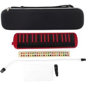 F - 32s Melodica 32 Key Wind Musical Instrument، لوحة مفاتيح زرقاء محمولة مع قاعدة نحاسية وقصب برونزي فوسفور، تصميم مريح للمبتدئين ومحبي الموسيقى، يتضمن حقيبة (أحمر) in Kuwait