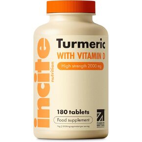 Incite Nutrition Turmeric Supplement 2000mg. 3 Month Supply of High Strength Curcuma Tablets. Natural Antioxidant and Relief Supplement. with Added Vitamin D3 to Boost Your Defenses in Saudi Arabia