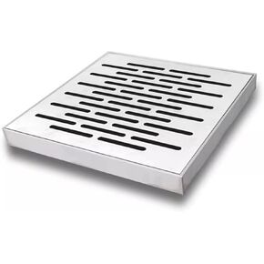 غطاء شبكة تصريف من الفولاذ المقاوم للصدأ شديد التحمل مع إطار - قناة تصريف مقاس 20 × 20 × 2 سم للفناء والممر والحديقة - غطاء متين لتصريف المياه لأحواض الصيد وأنظمة تصريف الخندق، فضي in Kuwait