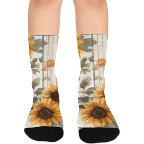Sunflower Plaid Print Hiking Socks - Toddler Boys & Girls Warm Thick Thermal Winter Crew Socks for School, Daily Wear & Outdoor Activities in Saudi Arabia
