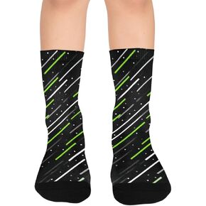 جوارب المشي لمسافات طويلة باللون الأخضر بطبعة Cyber ​​Glow - جوارب شتوية حرارية سميكة دافئة للأولاد والبنات للمدرسة، والارتداء اليومي والأنشطة الخارجية in Kuwait