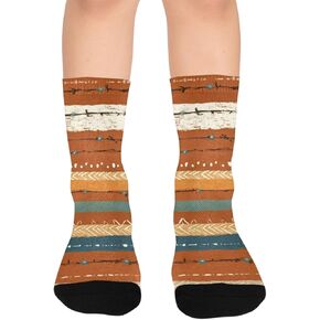 جوارب بوهيمية مخططة للمشي لمسافات طويلة - جوارب شتوية حرارية سميكة دافئة للأولاد والبنات الصغار للمدرسة، والارتداء اليومي والأنشطة الخارجية in Kuwait