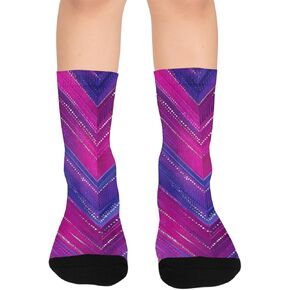 جوارب المشي لمسافات طويلة باللون الأرجواني بطبعة منقوشة كهربائية - جوارب شتوية حرارية سميكة دافئة للأولاد والبنات للمدرسة، والارتداء اليومي والأنشطة الخارجية in Kuwait