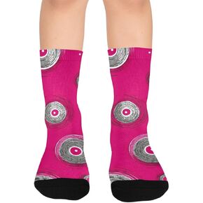 جوارب وردية اللون للمشي لمسافات طويلة بطباعة دوائر أرجوانية - جوارب شتوية حرارية سميكة دافئة للأولاد والبنات للمدرسة، والارتداء اليومي والأنشطة الخارجية in Kuwait