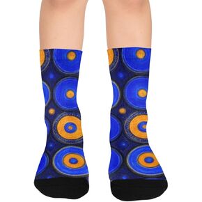 جوارب المشي لمسافات طويلة بطبعة دوائر كونية زرقاء - جوارب شتوية حرارية سميكة دافئة للأولاد والبنات للمدرسة، والارتداء اليومي والأنشطة الخارجية in Kuwait