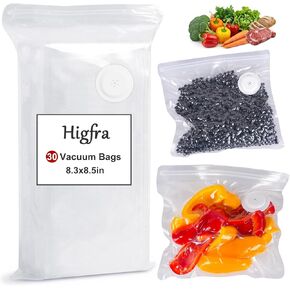 أكياس مانعة للتسرب خالية من مادة BPA قابلة لإعادة الاستخدام (8.5 * 8.3 بوصة)، 30 قطعة ومشبكين للغلق، صمام بلاستيكي مطور، شفاف، قفل بسحاب مزدوج، قابل للميكروويف، تخزين الطعام، الطبخ in Kuwait