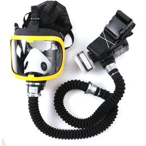 جهاز تنفس لكامل الوجه، قناع واقٍ مزود بمضخة هواء للغازات والطلاء والمواد الكيميائية والغبار، جهاز تنفس يعمل بالطاقة، 110 مللي أمبير - 300 مللي أمبير 62 لتر/دقيقة 74 لتر/دقيقة تدفق إمداد الهواء in Kuwait