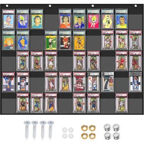 ZKOO Cards Display Case, 50 Pocket PSA/BGS/CGC Grading Cards Storage Bag for Sports Card, Baseball Card, Football & Basketball Card, Trading Card Wall Display Bag, Black in Kuwait