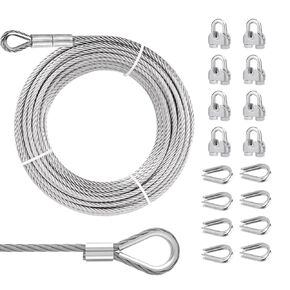 PIUM 10ft 3/16" Stainless Steel Wire Rope with 7x19 Strands, 4000lbs Breaking Strength, Loops for Zipline, Boat Lift, Decking Rails in Saudi Arabia