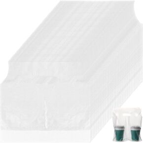 500 عبوة من أكياس بولي للشرب بمقبض مزدوج وحاملات تغليف بلاستيكية شفافة مع فتحة تعليق للأكواب مع مقبض للمشروبات والقهوة والعصائر والمتاجر ومطعم البار، بطول 30.48 سم × ارتفاع 27.94 سم in Kuwait