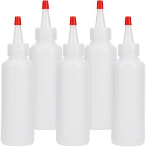 5 Pcs Plastic Condiment Squeeze Bottles, 4 OZ Squeeze Bottles with Red Twist Top Cap, Empty Plastic Bottle for Sauces Mustard Ketchup Syrup Dressings Oil Arts Crafts in Kuwait