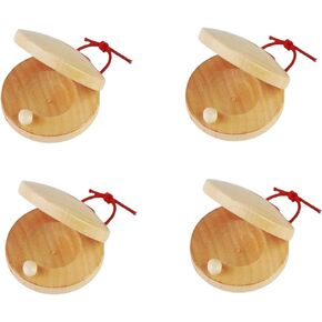 4Pcs Wooden Castanet, Percussion Instrument - 4Pcs Hand Finger Castanets, Wood Castanets Classroom DIY Rhythm Music Musical Instrument in Kuwait