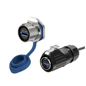 مقبس صناعي مقاوم للماء مع سلك واجهة ذكر وأنثى ناقل بيانات لوحة LP24 نوع U3.0 خط 0.6 متر (مقعد أنثى شفة EW LP24P USB3.0) in Kuwait