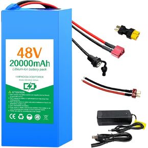 48V Battery, 13AH 15AH 20AH Battery with 40A BMS for 0-1500W Motor, with 3A Char-ger, XT60/T-Plug, Connector (48V 20AH (200-1500W)) in Kuwait