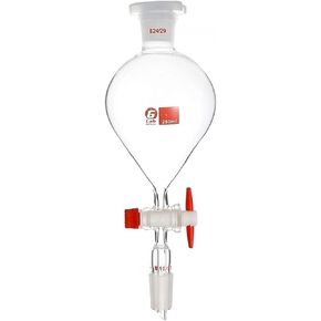 1PCS 25ml to 1000ml 19# 24# Ball-Shaped Clear Lab Ground-in Mouth Glass Separating Funnel with PTFE Piston - Lab Equipment(500ml 24x24) in Saudi Arabia