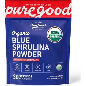 مسحوق سبيرولينا الأزرق العضوي – تم اختباره من قبل طرف ثالث – لون طبيعي نابض بالحياة للعصائر والخبز والمشروبات – نباتي وخالي من الغلوتين – 60 حصة (60 جم) in Kuwait