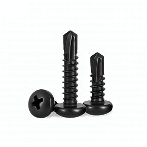 #10 x 3/4" (100 Pack) Pan Head Sheet Metal Screws Phillips Drive Fast Self-Tapping Screw Wood Screws, High-Strength 410 Stainless Steel, Black Oxide in Kuwait