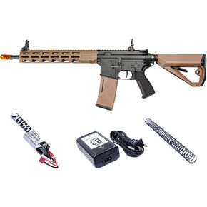 Arcturus التكتيكية LWT MK-III كاربين 12 "بوليمر - كهربائي كامل / شبه تلقائي / ثاني انفجار / ثالث انفجار / ثنائي / منحدر Airsoft AEG Sport SE Starter Pack أسود تان مع بطارية وشاحن in Kuwait