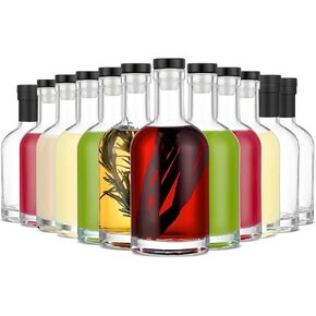 عبوة من 12 زجاجة زجاجية مع أغطية سعة 12 أونصة مانعة للتسرب، قاعدة سميكة 375 مل زجاجات زجاجية للصلصة الساخنة والنبيذ والكومبوتشا والميد والشراب ومستخلص الفانيليا والصودا وكبسولات قابلة للانكماش متضمنة in Kuwait