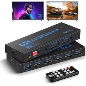 4K@60Hz HDMI Matrix Switch 4X2 with ARC, avedio links 4 in 2 Out Matrix HDMI Video Switcher Splitter + Optical & 3.5mm Stereo Audio, Scaler 4K 1080P Synch, HDM I Audio Extractor with IR Remote Control in Saudi Arabia