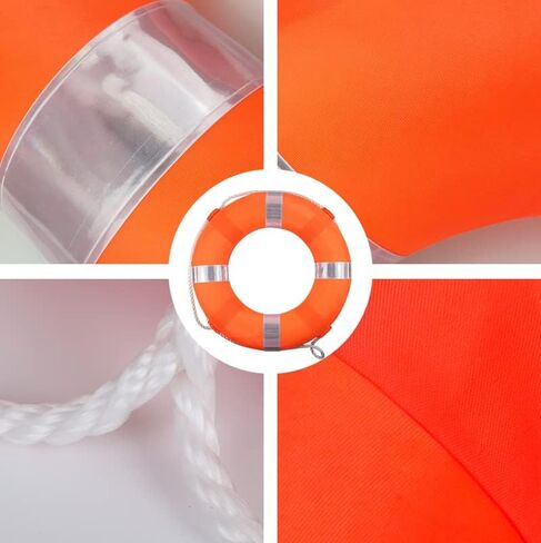 حلقة حفظ الحياة قابلة للرمي مقاس 20 بوصة مع حبل إنقاذ عائم بطول 98.4 قدمًا - جهاز تعويم للطوارئ للقوارب وحمام السباحة والبحيرة والشاطئ - عوامة إسفنجية للسباحة مع مجموعة خط محيطي in Saudi Arabia