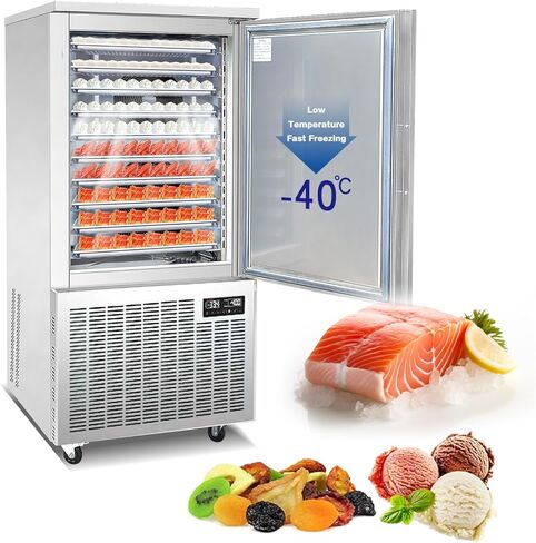 Kolice Commercial Heavy Duty 10 Trays Blast Chiller & Freezer with Food Probe, Lowest temp: -40°F, for Restaurants,Bakerys,Hotels to Preserve Ice Cream,Sea Food,Chicken,Dumpling,Beef,Dough,etc in Kuwait
