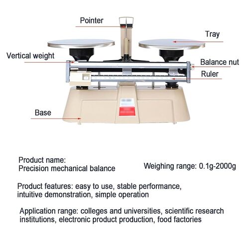 موازين ميكانيكية مزدوجة، ميزان تحليلي دقيق للمختبر مع أوزان (1 كجم، 500 جرام، 200 جرام، 100 جرام)، نطاق الوزن 0.1 جرام - 2000 جرام وعمر خدمة طويل، للمختبرات والتعليم المدرسي in Kuwait