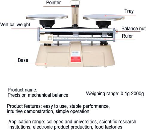 موازين تحليلية مزدوجة للمختبر، مقياس توازن ميكانيكي دقيق مع صامولة، نطاق الوزن 0.1 جرام - 2000 جرام ومحدد بشكل واضح، مؤشر مرن دقيق، للكليات والمختبر in Kuwait