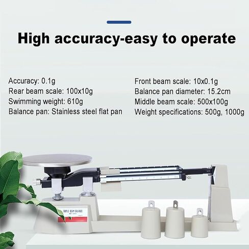 مقياس توازن ميكانيكي دقيق مع الأوزان، صينية ميزان التوازن، الدقة 0.1 جرام ونطاق الوزن 0.1 جرام-2610 جرام، مقياس واضح وحاد، ليس من السهل الصدأ والتشوه، للمختبر، والفصول الدراسية، والمطبخ in Kuwait