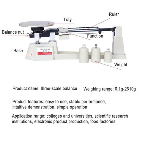 مقياس توازن ميكانيكي دقيق مع الأوزان، صينية ميزان التوازن، الدقة 0.1 جرام ونطاق الوزن 0.1 جرام-2610 جرام، مقياس واضح وحاد، ليس من السهل الصدأ والتشوه، للمختبر، والفصول الدراسية، والمطبخ in Kuwait