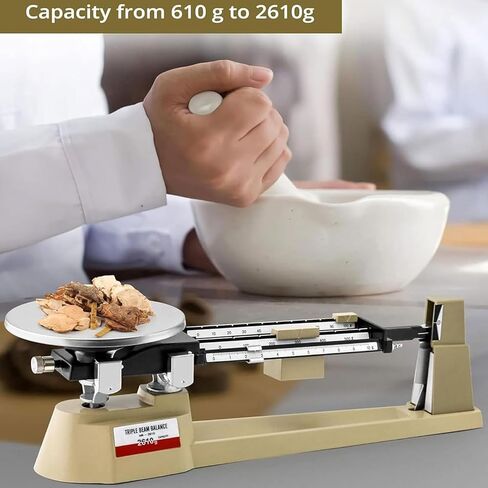 مقياس توازن ميكانيكي دقيق مع الأوزان، صينية ميزان التوازن، الدقة 0.1 جرام ونطاق الوزن 0.1 جرام-2610 جرام، مقياس واضح وحاد، ليس من السهل الصدأ والتشوه، للمختبر، والفصول الدراسية، والمطبخ in Kuwait