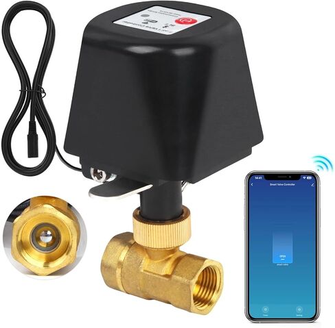 Smart WiFi Water Valve, Brass Motorized Ball Valve with Timer & App Remote Control, Alexa/Google Home Compatible, Ideal for Garden Sprinkler, Pool Filling, Greenhouse & Hydroponics, 3/4" NPT in Kuwait
