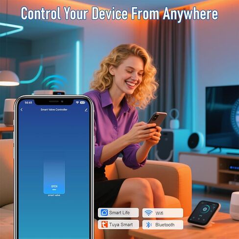 Smart WiFi Water Valve, Brass Motorized Ball Valve with Timer & App Remote Control, Alexa/Google Home Compatible, Ideal for Garden Sprinkler, Pool Filling, Greenhouse & Hydroponics, 3/4" NPT in Kuwait