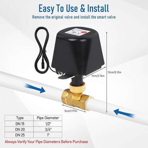 Smart WiFi Water Valve, Brass Motorized Ball Valve with Timer & App Remote Control, Alexa/Google Home Compatible, Ideal for Garden Sprinkler, Pool Filling, Greenhouse & Hydroponics, 3/4" NPT in Kuwait